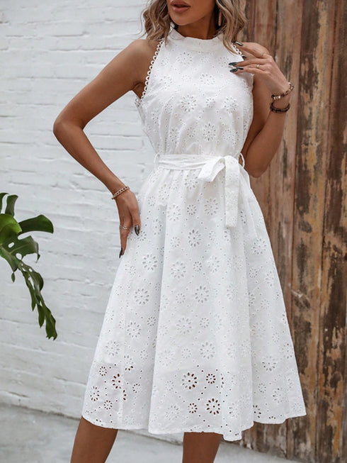 eyelet-grecian-neck-tie-waist-midi-dress OhSoStyled - Sophia's Style-1
